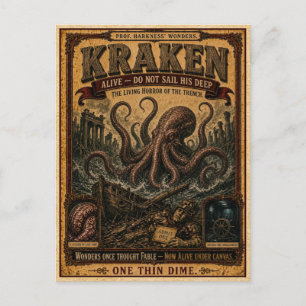 Kraken, antiek circusunmonster briefkaart
