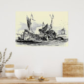 Kraken Attack! Afdrukken Poster (Keuken)