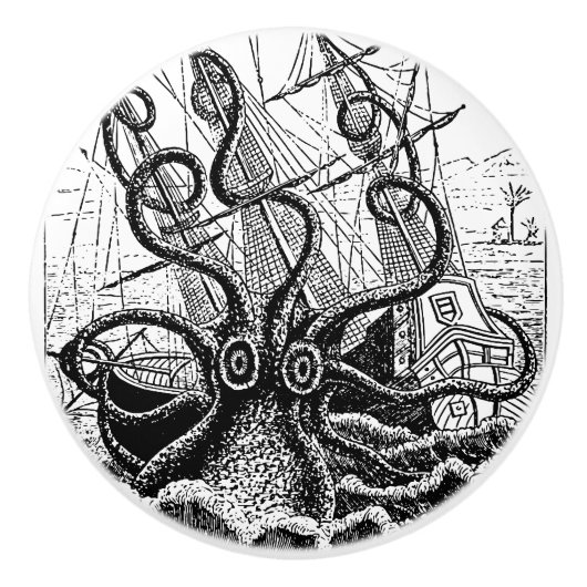 Kraken Attack gigantische octopus Keramische Knop (Voorkant)