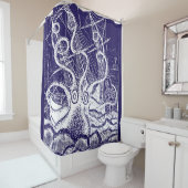 Kraken Attack navy blauw dougogordijn Douchegordijn (In situ)