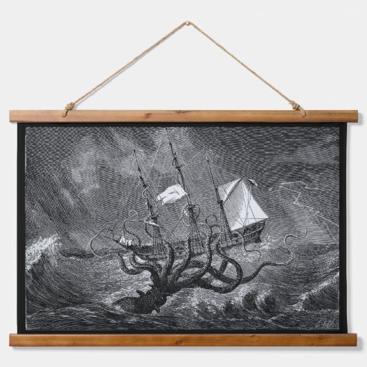 Kraken Attacking Ship etching Hangend Wandkleed (Voorkant)