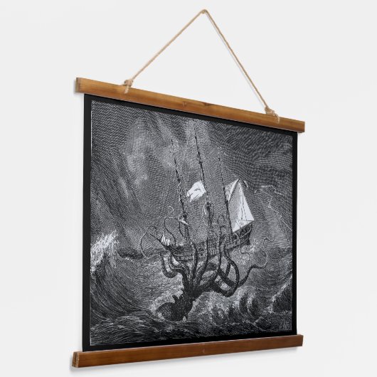 Kraken Attacking Ship etching Hangend Wandkleed (Gebogen)