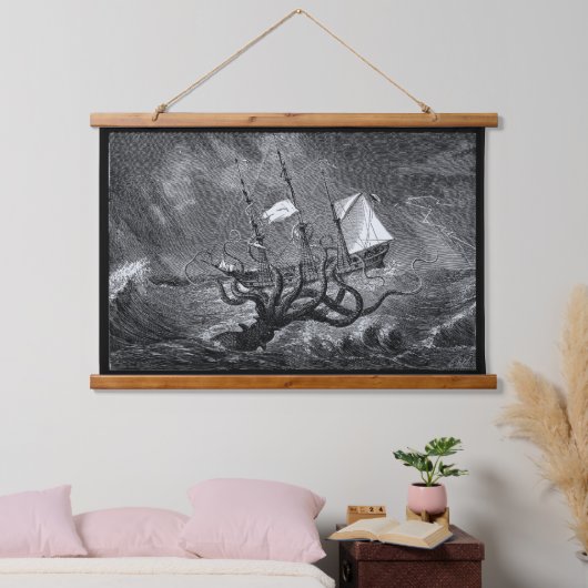 Kraken Attacking Ship etching Hangend Wandkleed (Slaapkamer)