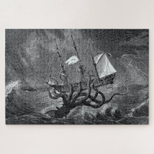 Kraken Attacking Ship  etching Legpuzzel