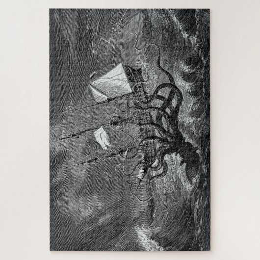 Kraken Attacking Ship etching Legpuzzel (Verticaal)