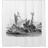 Kraken Attacks Ship  Steampunk Douchegordijn (Voorkant)