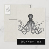 Kraken - Black Giant Octopus / Cthulu Briefkaart (Voorkant / Achterkant)