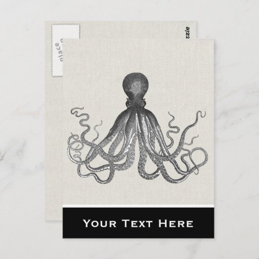 Kraken - Black Giant Octopus / Cthulu Briefkaart (Voorkant / Achterkant)