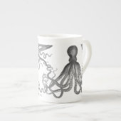 Kraken - Black Giant Octopus / Cthulu Porselein Kop (Voorkant rechts)