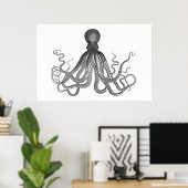 Kraken - Black Giant Octopus / Cthulu Poster (Thuiskantoor)