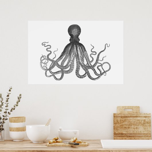 Kraken - Black Giant Octopus / Cthulu Poster (Keuken)