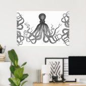 Kraken - Black Giant Octopus / Cthulu Poster (Thuiskantoor)