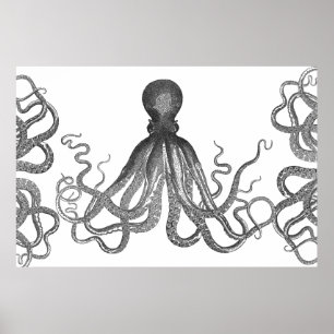 Kraken - Black Giant Octopus / Cthulu Poster
