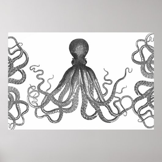 Kraken - Black Giant Octopus / Cthulu Poster (Voorkant)