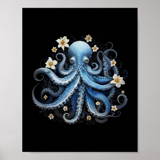 Kraken Blue Octopus Squid Zee Live Save Ocean Poster (Voorkant)