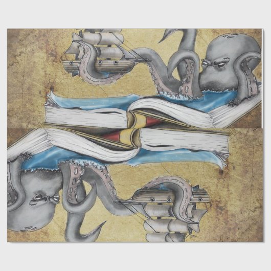 Kraken Cadeaupapier (Vlak)