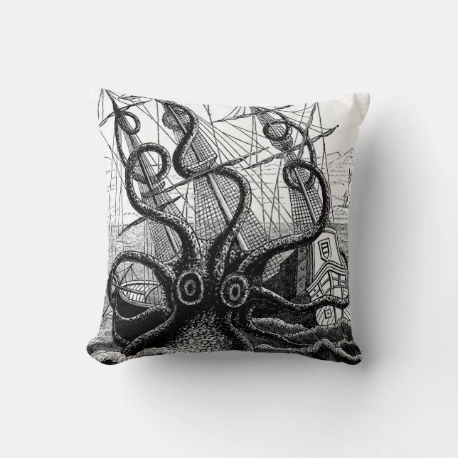 Kraken die een zeilschip opblaast kussen (Voorkant)