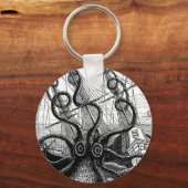 Kraken die een zeilschip opblaast sleutelhanger (Voorkant)