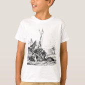 Kraken die een zeilschip opblaast t-shirt (Voorkant)