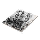 Kraken die een zeilschip opblaast tegeltje (Zijkant)