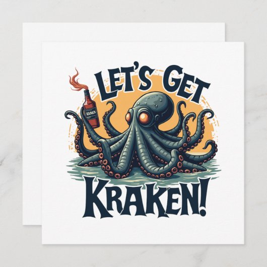 Kraken Funny Rum Drink Octopus Kaart (Voorkant / Achterkant)
