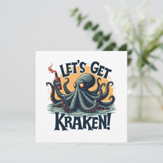 Kraken Funny Rum Drink Octopus Kaart (Staand voorkant)