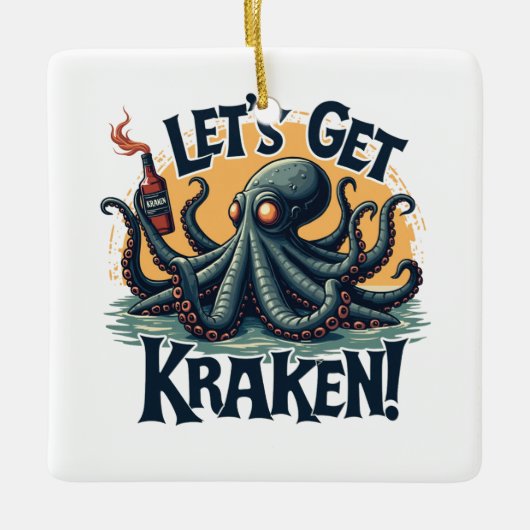 Kraken Funny Rum Drink Octopus Keramisch Ornament (Voorkant)
