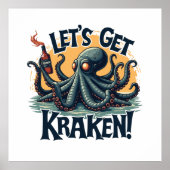 Kraken Funny Rum Drink Octopus Poster (Voorkant)
