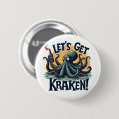 Kraken Funny Rum Drink Octopus Ronde Button 5,7 Cm (Voorkant /achterkant)