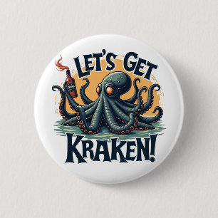 Kraken Funny Rum Drink Octopus Ronde Button 5,7 Cm