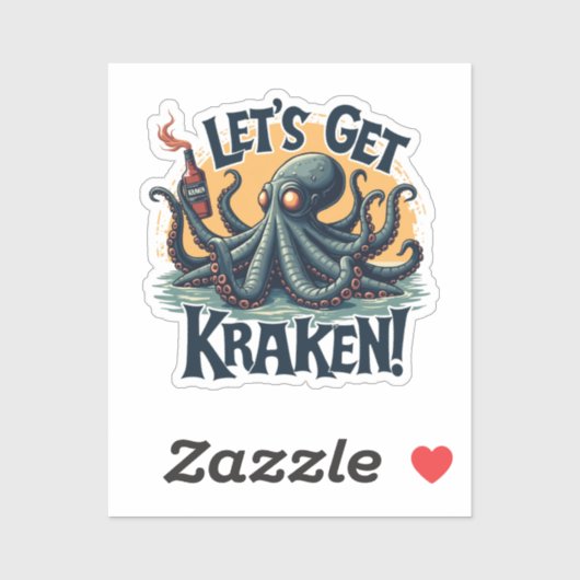 Kraken Funny Rum Drink Octopus Sticker (Vel)
