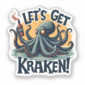 Kraken Funny Rum Drink Octopus Sticker (Voorkant)