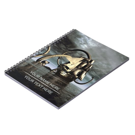 Kraken. Giant octopus bringing down a pirate ship Notitieboek (Linkerzijde)