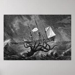  Kraken Giant Squid Zee Monster Ship Poster