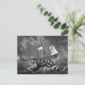  Kraken Giant Squid Zee Monster Ship Poster Briefkaart (Staand voorkant)