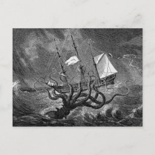  Kraken Giant Squid Zee Monster Ship Poster Briefkaart
