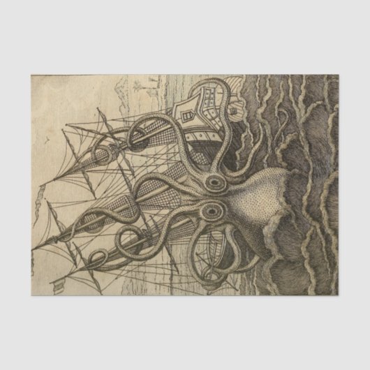 Kraken Giant Squid Zee Monster Ship Tissuepapier (Voorkant)