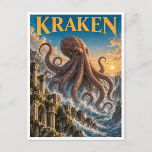Kraken, gotische fantasie monster briefkaart