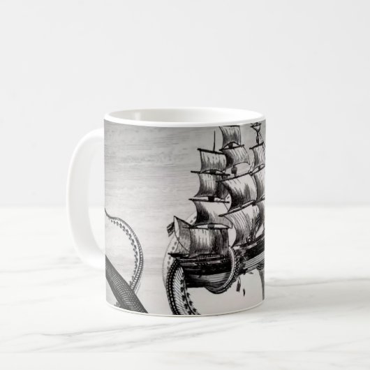 Kraken Holding Pirate/Sailing Ship White Mok (Voorkant links)