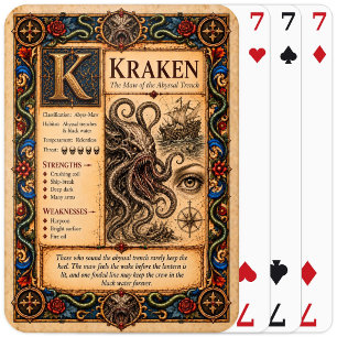 Kraken, middeleeuwse bestiariumkunst pokerkaarten