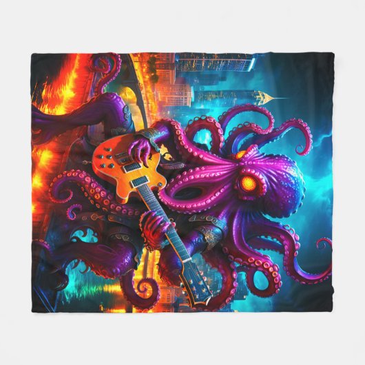 Kraken Monster Rockstar Fleece Deken (Voorkant (Horizontaal))