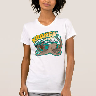 Kraken neer op piraterij t-shirt