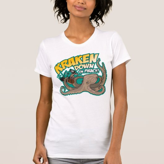 Kraken neer op piraterij t-shirt (Voorkant)