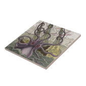 Kraken/octopus die een piraatschip opeet, kleur tegeltje (Zijkant)