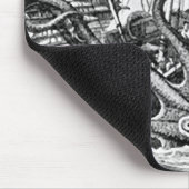 Kraken/octopus die een piraatschip opeet, zwart/wi muismat (Hoek)