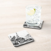 Kraken/octopus die een piraatschip opeet, zwart/wi onderzetter (Rechterzijde)