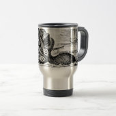 Kraken/octopus die een piraatschip opeet, zwart/wi reisbeker (Voorkant rechts)
