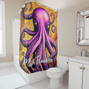 Kraken Octopus met persoonlijke naam Douchegordijn