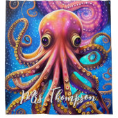 Kraken Octopus met persoonlijke naam Douchegordijn (Voorkant)