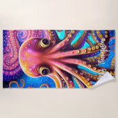 Kraken Octopus met persoonlijke naam Strandlaken (Voorkant)